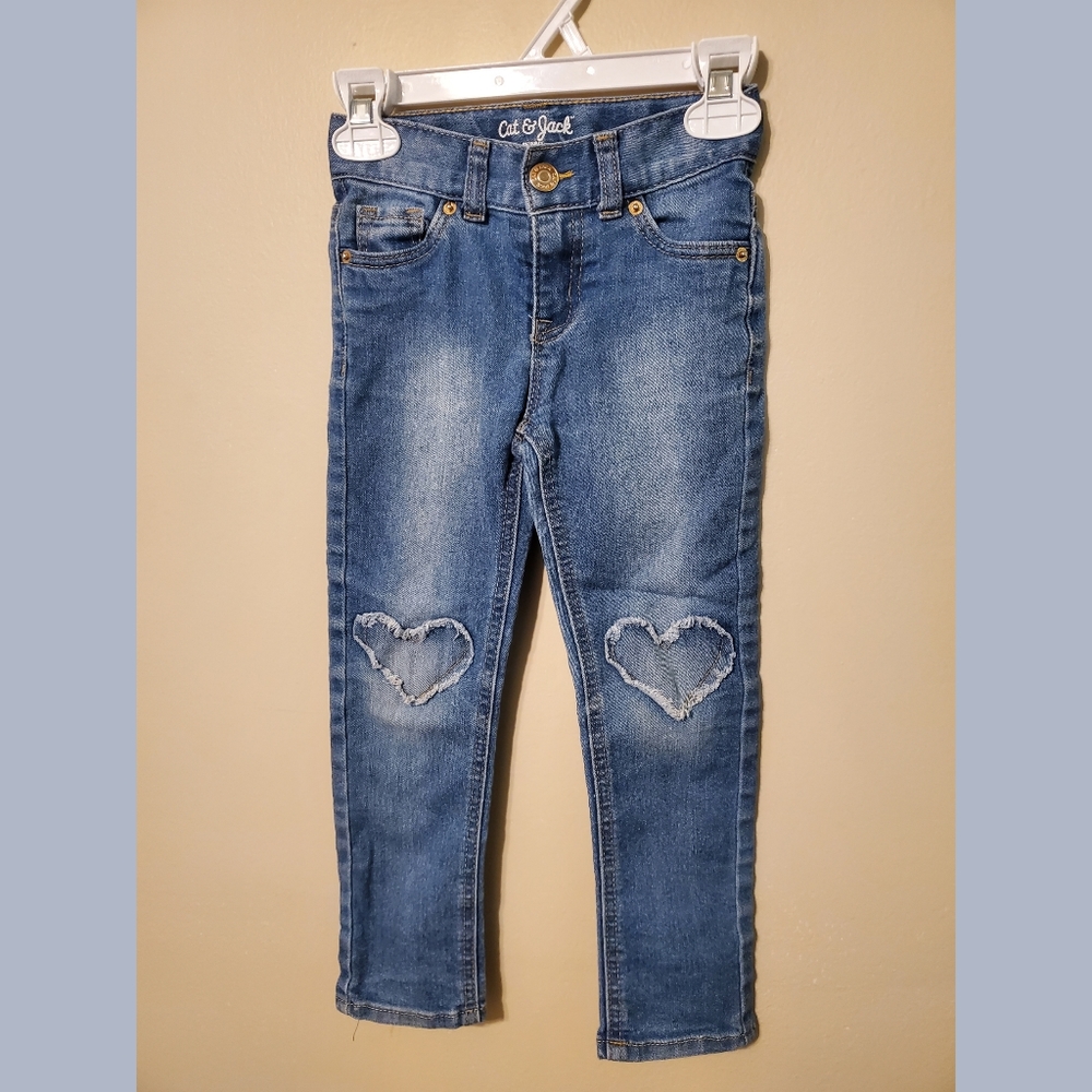 Girl's 4T Cat&Jack Skinny Jeans - Heart Knee Patch